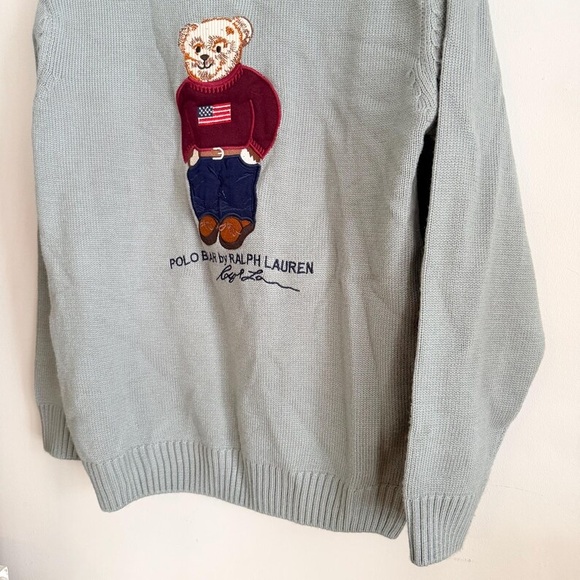 Polo by Ralph Lauren Gray Crewneck Sweater with Bear Motif - Picture 5 of 12